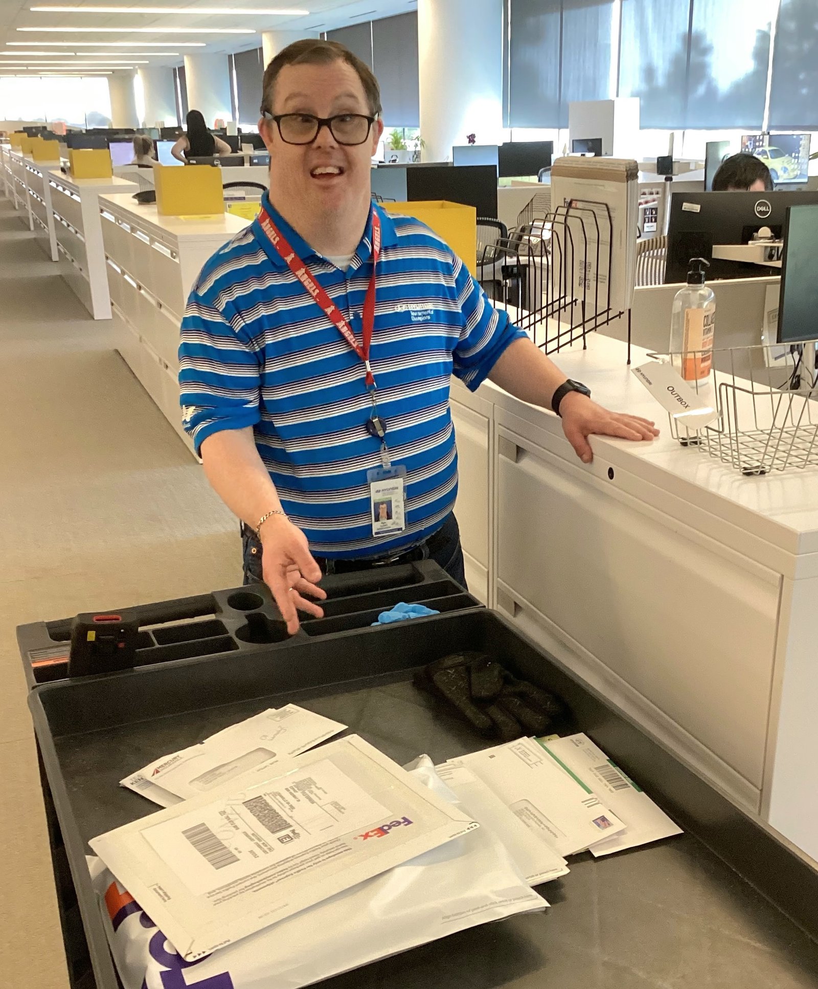 Project Independence working in the mailroom as part of the Supported Employment Program